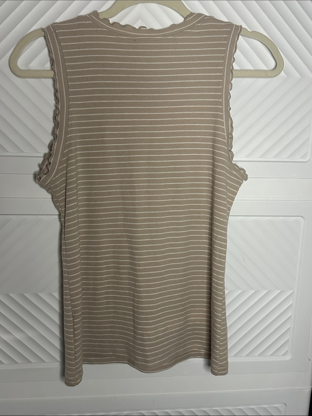 Hem & Thread Taupe-Striped Ruffle Edge Tank - Picture 8 of 8